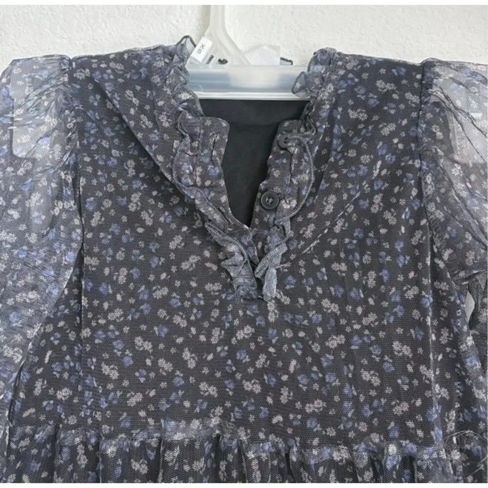 Zara Girls Floral Gauze Tiered Dress Size 6